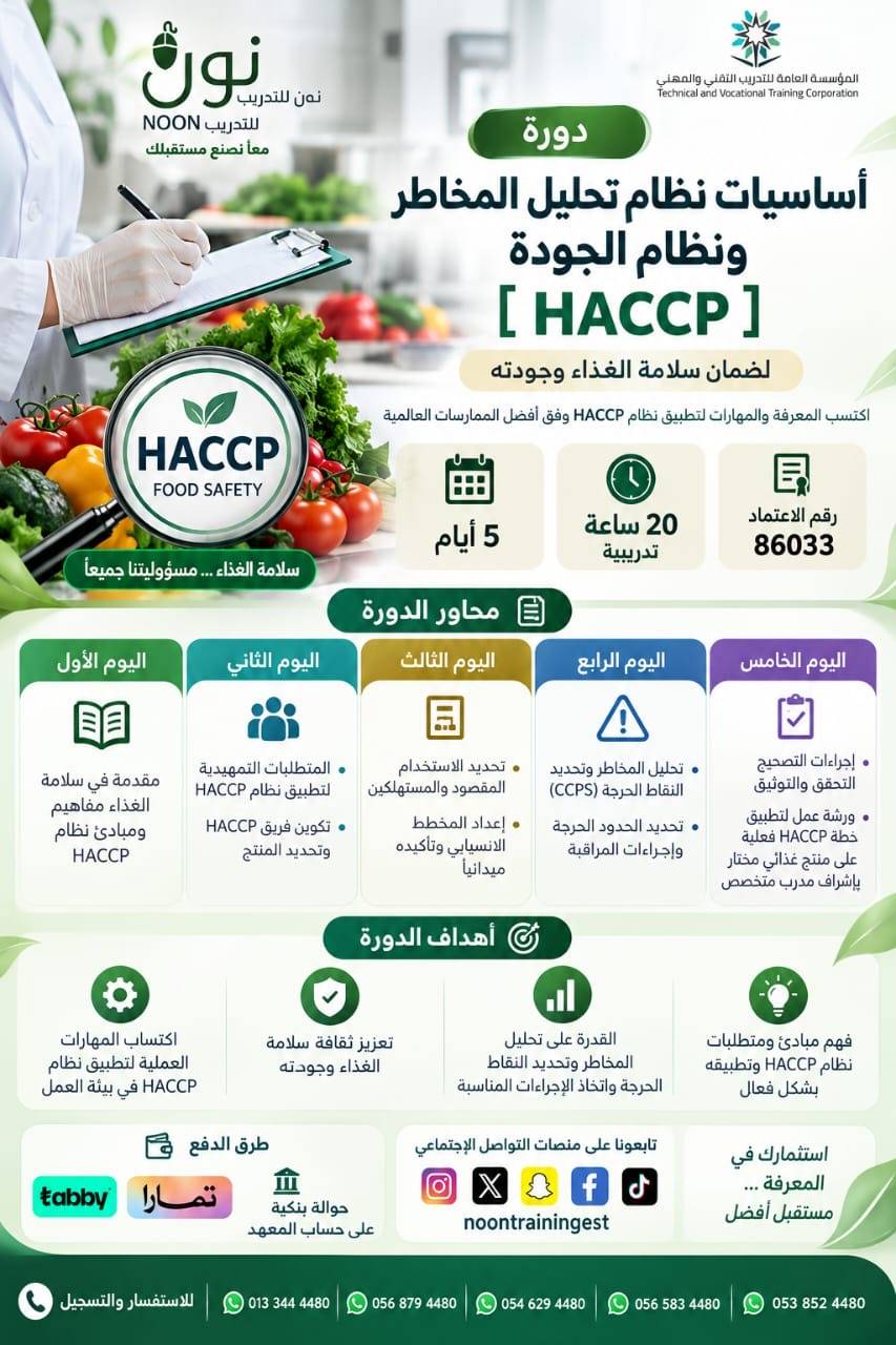 أساسيات نظام تحليل المخاطر ونظام الجودة (HACCP)